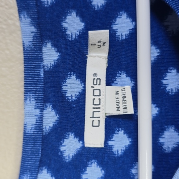 Chico's Cool Check Everyday  Blue and White Tee Size Mediun NwT. - Picture 6 of 9